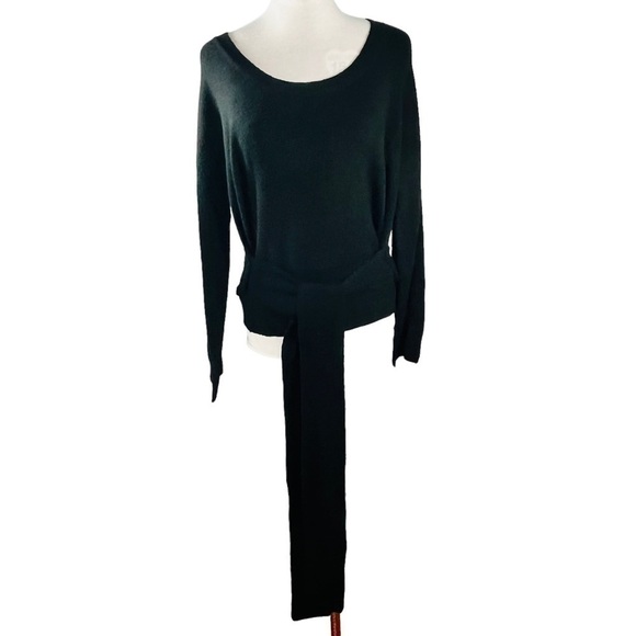 7 FOR ALL MANKIND Touch of Cashmere Black Tie Waist Pullover Size M - Picture 6 of 15